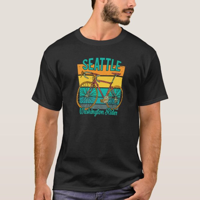 Camiseta Retro Washington Rider Para Seattle Bicycle Enthus (Frente)