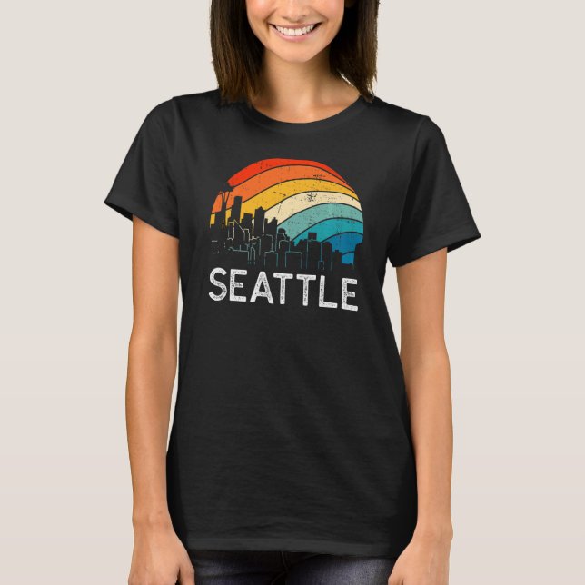 Camiseta Retro Washington Seattle Skyline Vintage Urban Sky (Frente)