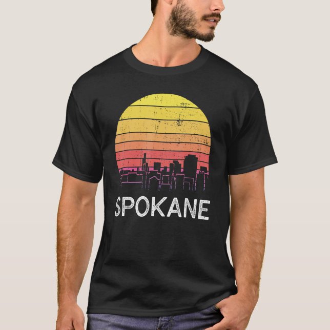 Camiseta Retro Washington Spokane Skyline Vintage Urban Bui (Frente)