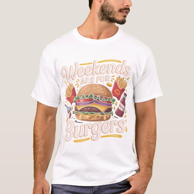 Camiseta Retro Weekend Burger Lover Typography Design (Frente)