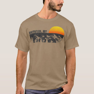 Camiseta Retro Whitefish Montana Mountain Sunset Winter