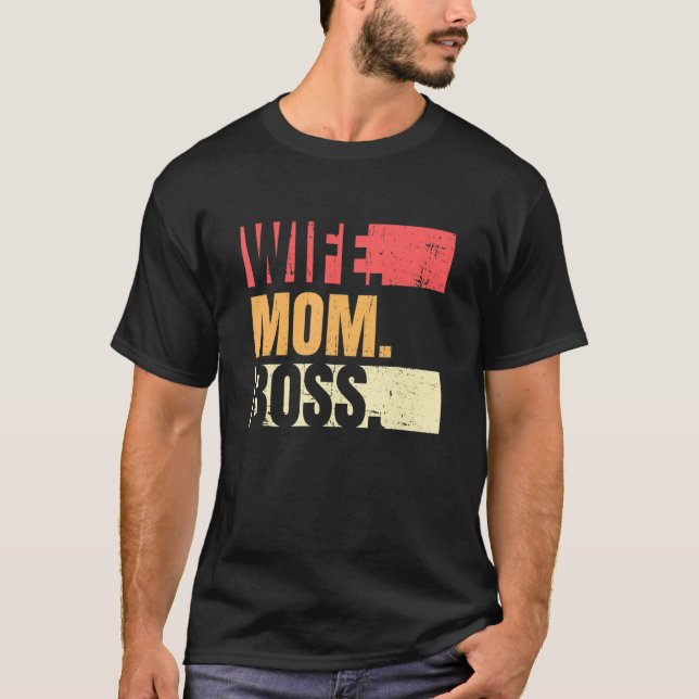 Camiseta Retro Wife Mom Boss Businesswoman Business Mothers (Frente)