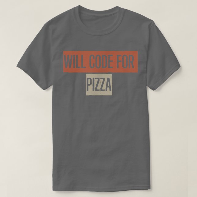 Camiseta Retro, Will Code For Pizza Funny 27914994 (Frente do Design)