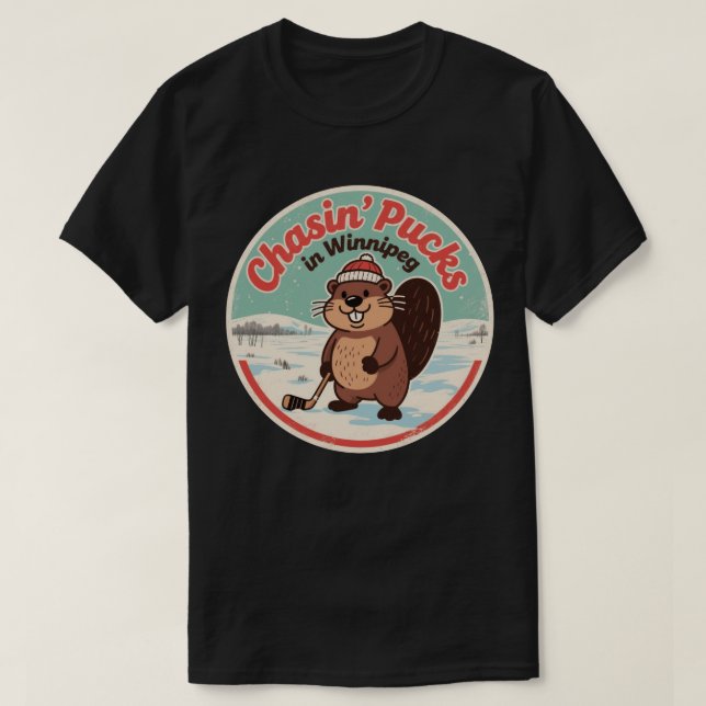 Camiseta Retro Winnipeg Beaver Hóquei (Frente do Design)