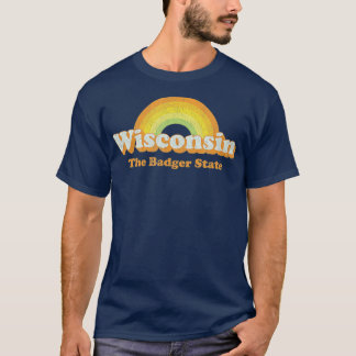 Camiseta Retro Wisconsin Vintage 70s Design do Arco-Íris