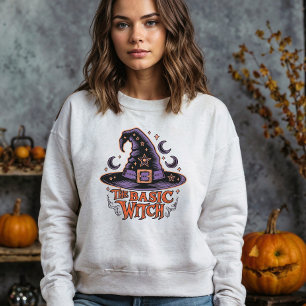 Camiseta Retro Witch Spooky Script Figurino de Halloween Mu