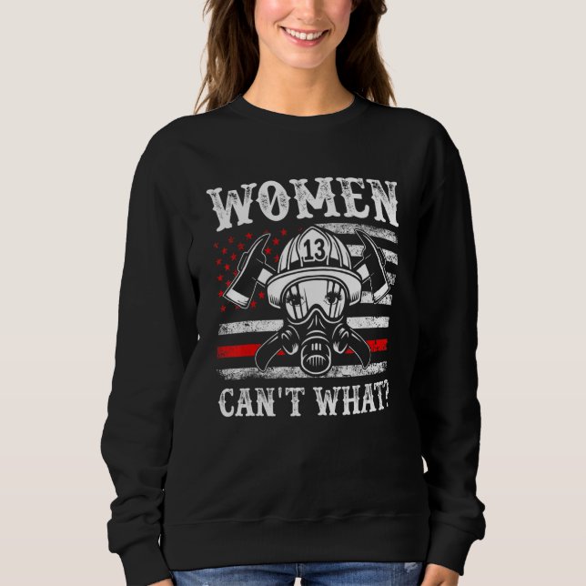 Camiseta Retro Women Can't What Firefighter Thin Red Americ (Frente)