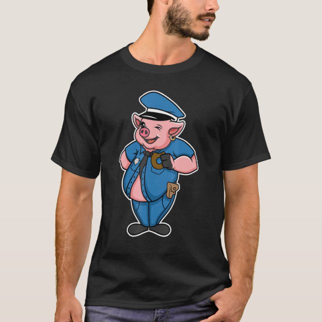 Camiseta Retro Women Mens Pig Cop, Farm Animal Lover, I Lov (Frente)