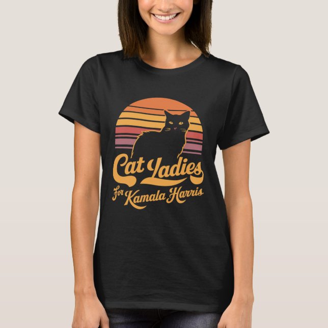 Camiseta Retro Womens Kamala Harris Lady Cat (Frente)
