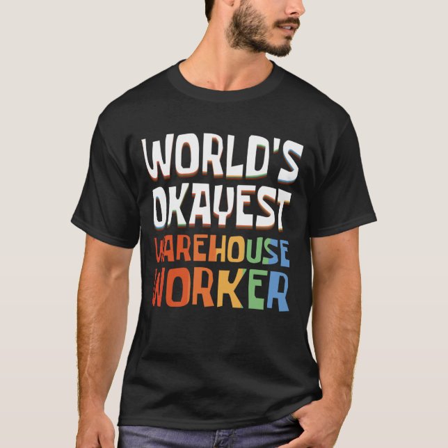 Camiseta Retro World's Okayest Warehouse Worker (Frente)