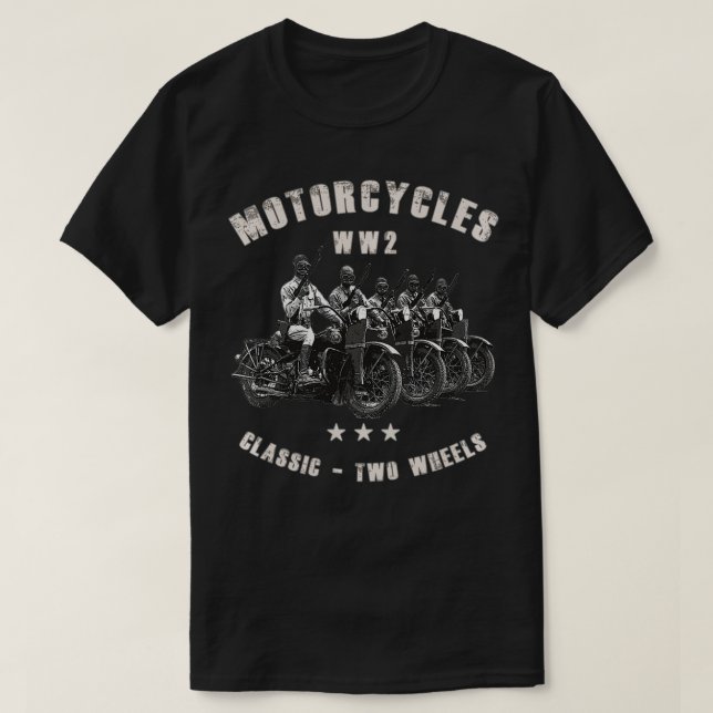 Camiseta Retro WWII Classic Motorcycle WW2  (Frente do Design)