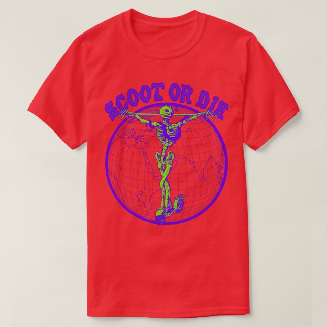 Camiseta Retro Y2K 2000s Patinete Roxo Verde (Frente do Design)