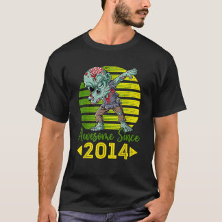 Camiseta Retro Zombie Dabbing Incrível Desde 2014 8.º Bdia