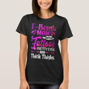 Camiseta Retron F Bomb Mãe Com Tatuagens Bonito Olhos E Ton