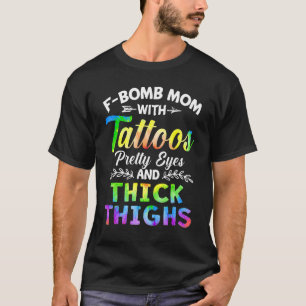 Camiseta Retron F Bomb Mãe Com Tatuagens Bonito Olhos E Ton
