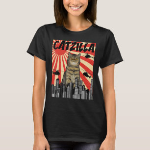 Camiseta Retron Japonês Catzilla Exotic Shorthair Cat