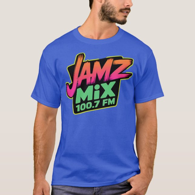 Camiseta retroradial - Estilo neon FM JAMZ MIX 100 (Frente)