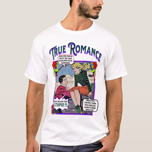 Camiseta Retroromance - Verdadeiro Romance - Camisa-T mascu (Frente)