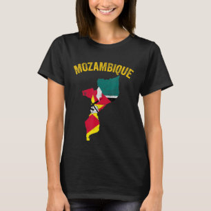 Camiseta Retrospectiva Distorcida Bandeira Moçambique Mapa 