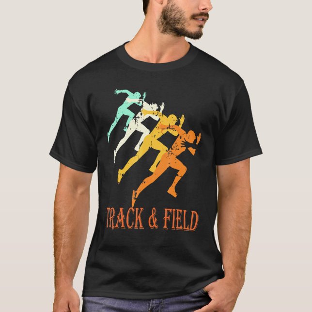 Camiseta Retrospectivo Executando Faixa de Vintagem e Campo (Frente)