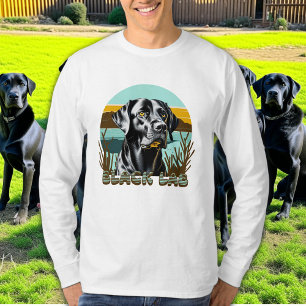 Camiseta Retrovisor de Labrador Retriever Preto Texto Antig