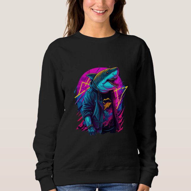Camiseta Retrowave Shark Cool Retro 80s Inspired (Frente)