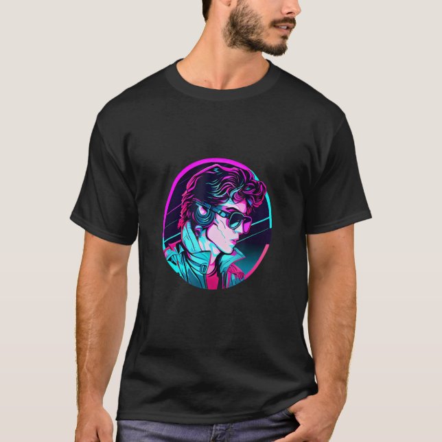 Camiseta Retrowave Synthwave 80s Character For The Eighties (Frente)