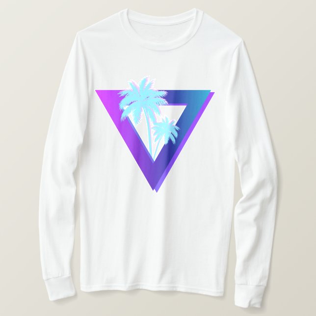 CAMISETA RETROWAVE SYNTHWAVE PALMEIRAS TRIÂNGULO MANGA LONG (Frente do Design)