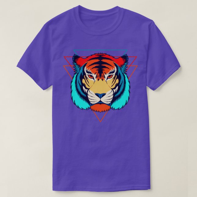 Camiseta Retrowave Tiger Head (Frente do Design)