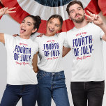 Camiseta Reunião da Família Azul Vermelho Branco 4 de julho<br><div class="desc">Agora você pode comemorar o estilo do 4 de julho deste ano com uma t-shirt personalizada! Mostre seu espírito patriótico com 'Quarto de julho' escrito em uma fonte ousada, acompanhada de encantadoras estrelas vermelhas e azuis. Personalize ainda mais a camisa adicionando seu nome de família ou 'Reunião da família' —...</div>