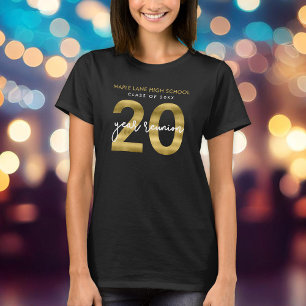 Camiseta Reunião de Classe Elegante Faux Dourada 20 anos