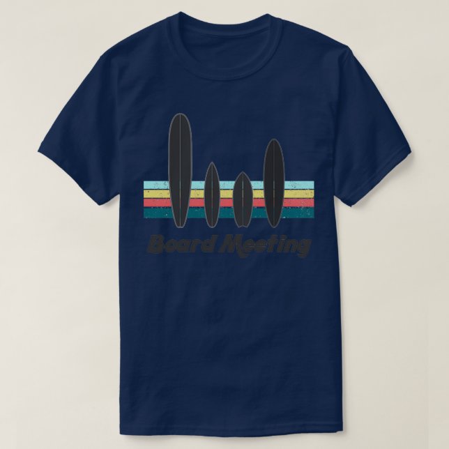 Camiseta Reunião de Conselhos de surfboard com faixa de col (Frente do Design)