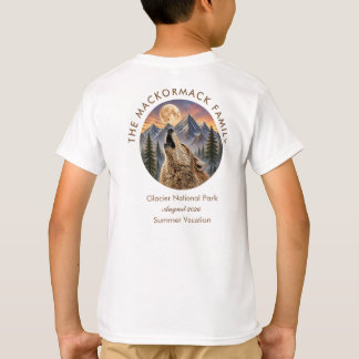 Camiseta Reunião de Férias de Família Lobo Montanha Pôr do 