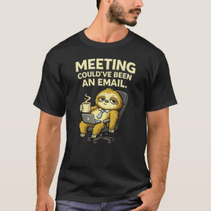 Camiseta Reunião de Humor de Escritório de Preguiça Fofa Po