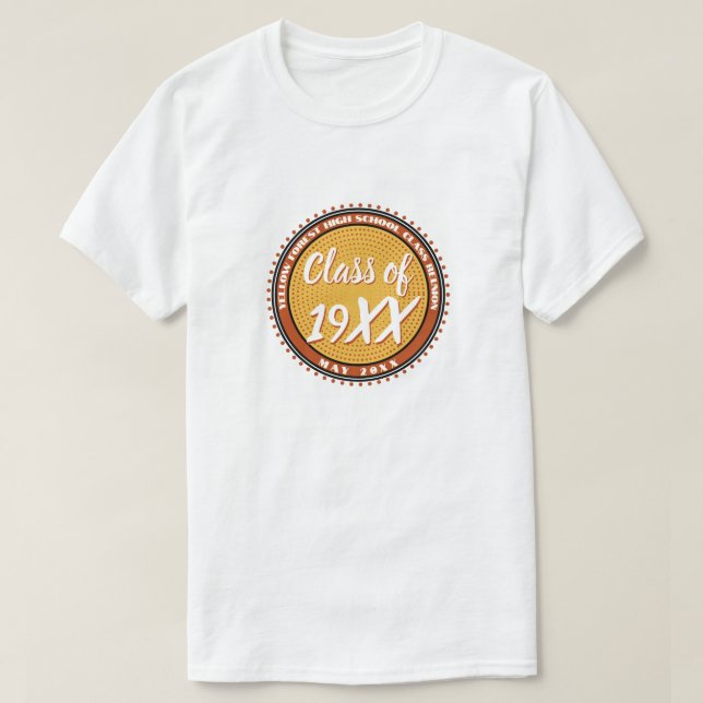 Camiseta Reunião de Lote de Classe de Data de Nome Retroati (Frente do Design)