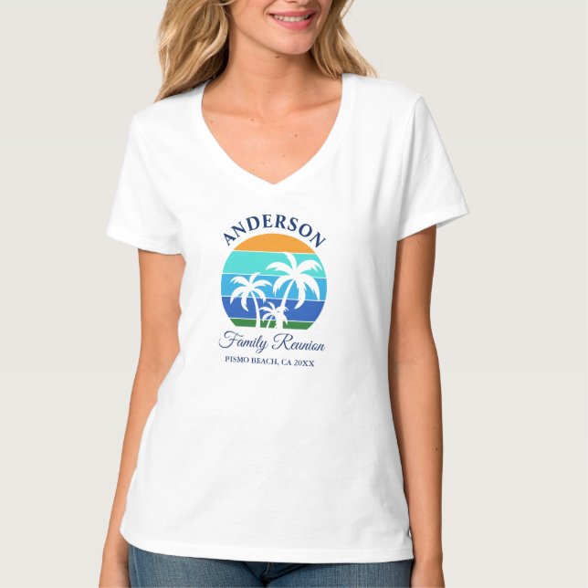 Camiseta Reunião Familiar Summer Beach Palm Trees V (Frente)