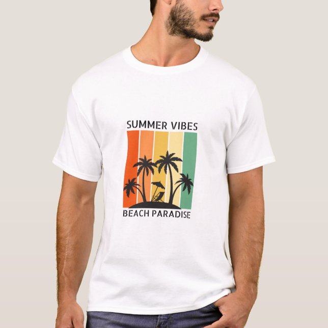 Camiseta Reunião familiar Summer Sunset Beach Palm Tree (Frente)