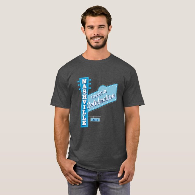 Camiseta Reunião-no T escuro dos homens de Nashville (Frente Completa)