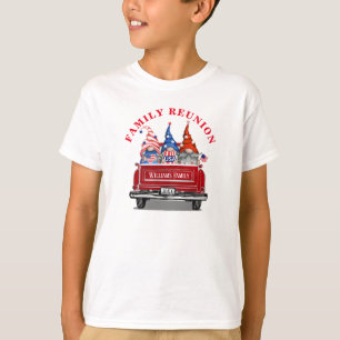 Camiseta Reunião Patriótica de Gnomo Vintage Red Truck Fami