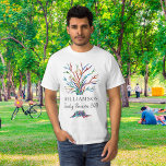 Camiseta Reunião Personalizada da Família em Árvore<br><div class="desc">Esta camiseta do homem da Reunião da Família na moda apresenta uma árvore de família de mosaicos colorida. Facilmente personalizável com seu nome de família e o ano de sua reunião. Porque nós criamos nosso próprio trabalho de arte você não encontrará essa imagem exata de outros designers. Mosaico original ©...</div>