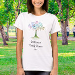 Camiseta Reunião Personalizada da Família em Árvore<br><div class="desc">Esta camiseta exclusiva da Reunião Familiar é decorada com uma árvore genealógica e uma tipografia de na moda. Facilmente personalizável. À medida que criamos a nossa trabalho de arte,  não encontraremos esta imagem exata de outros designers. Original Watercolor © Michele Davies.</div>