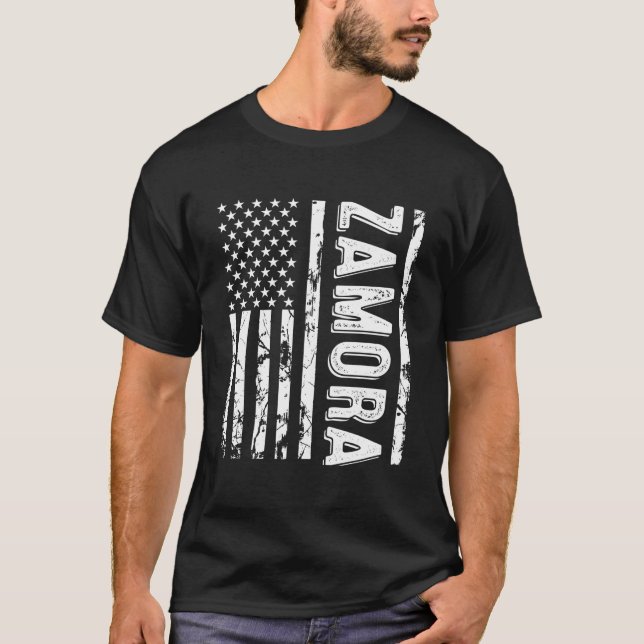 Camiseta Reunio da Família Zamora do Apelido do Sobrenome Z (Frente)