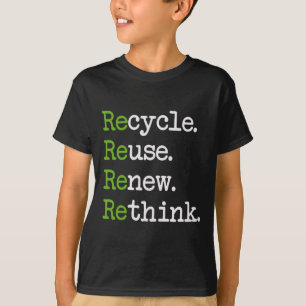 Camiseta Reutilização do Reciclar no Dia da Terra Renovação