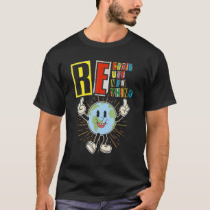 Camiseta Reutilização do Reciclar no Dia da Terra Renovar R