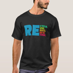 Camiseta Reutilização do reciclar Reduzir Renovação Refleti