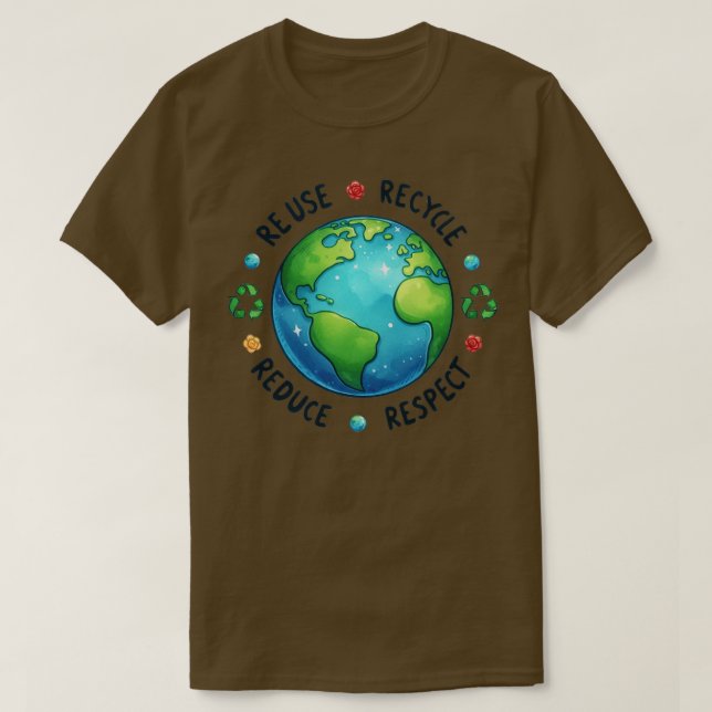 Camiseta Reutilizar Respeito do Reciclar Reduzir (Frente do Design)