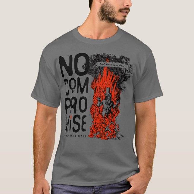 Camiseta Revelação Cristã de Fé Unto Death 1211 (Frente)