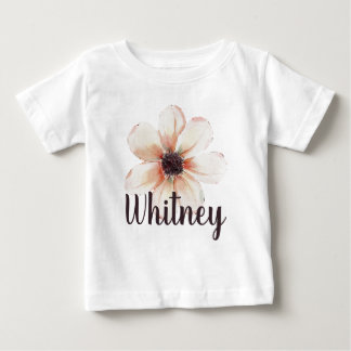Camiseta Revelação de Bebê Menina Nome Whitney Flor Recém-N