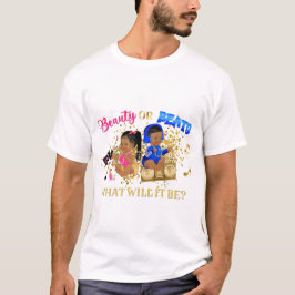 Camiseta Revelação de Gênero Azul Royal Rosa Quente Beleza 