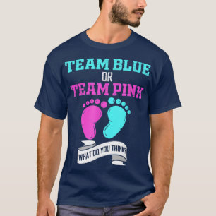 Camiseta Revelação de Gênero Cor-de-Rosa da Equipe ou Azul 